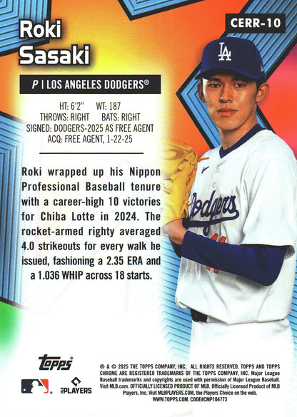 2025 Topps Chrome Chrome All-Etch Rookie Rush Roki Sasaki #CERR-10 Los Angeles Dodgers