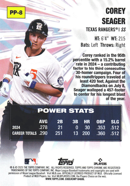 2025 Topps Chrome Power Players Corey Seager #PP-8 Texas Rangers