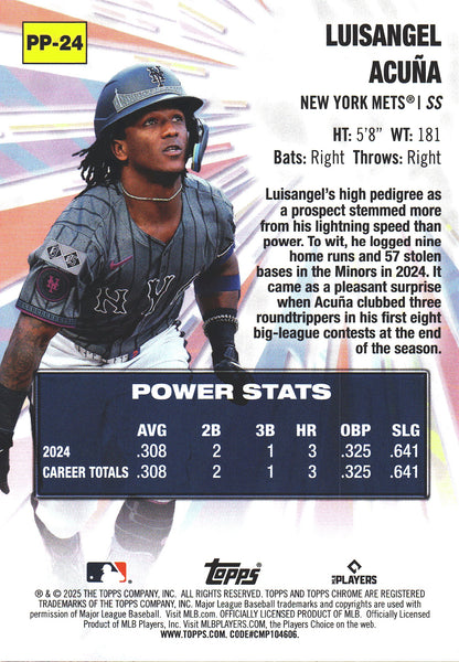 2025 Topps Chrome Power Players Luisangel Acuna #PP-24 New York Mets
