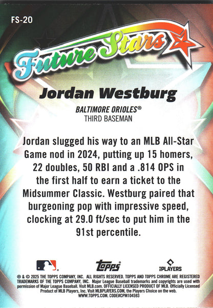 2025 Topps Chrome Future Stars Jordan Westburg #FS-20 Baltimore Orioles