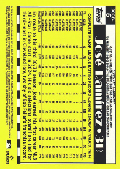 2025 Topps Chrome 1990 Baseball 35th Anniversary Jose Ramirez #90CB-5 Cleveland Guardians