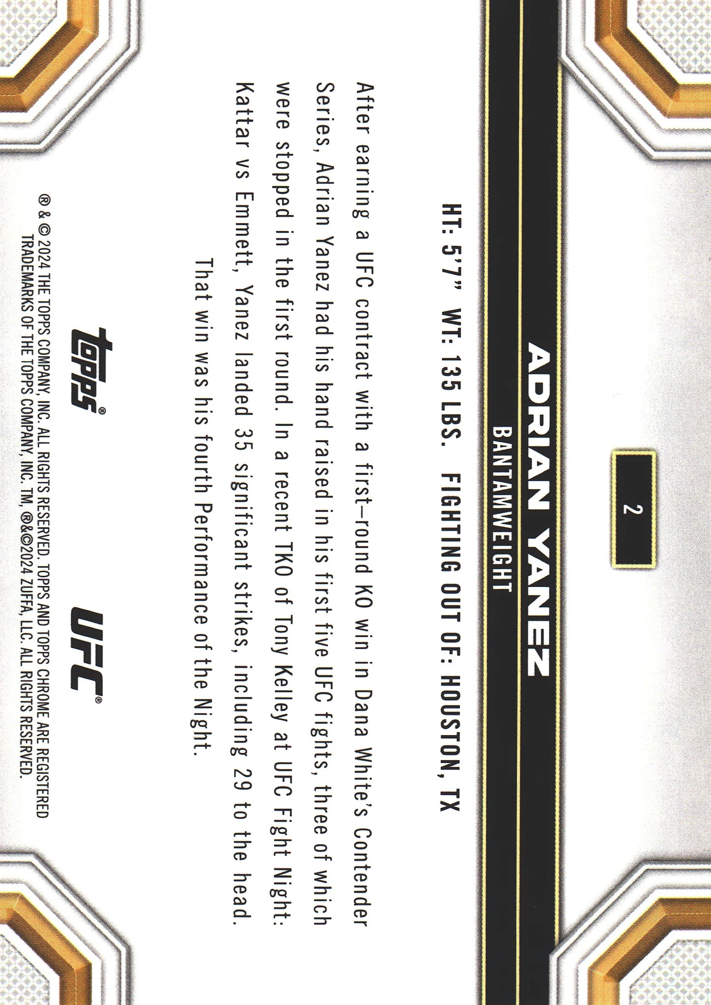 2024 Topps Chrome UFC X-Fractor Adrian Yanez #2
