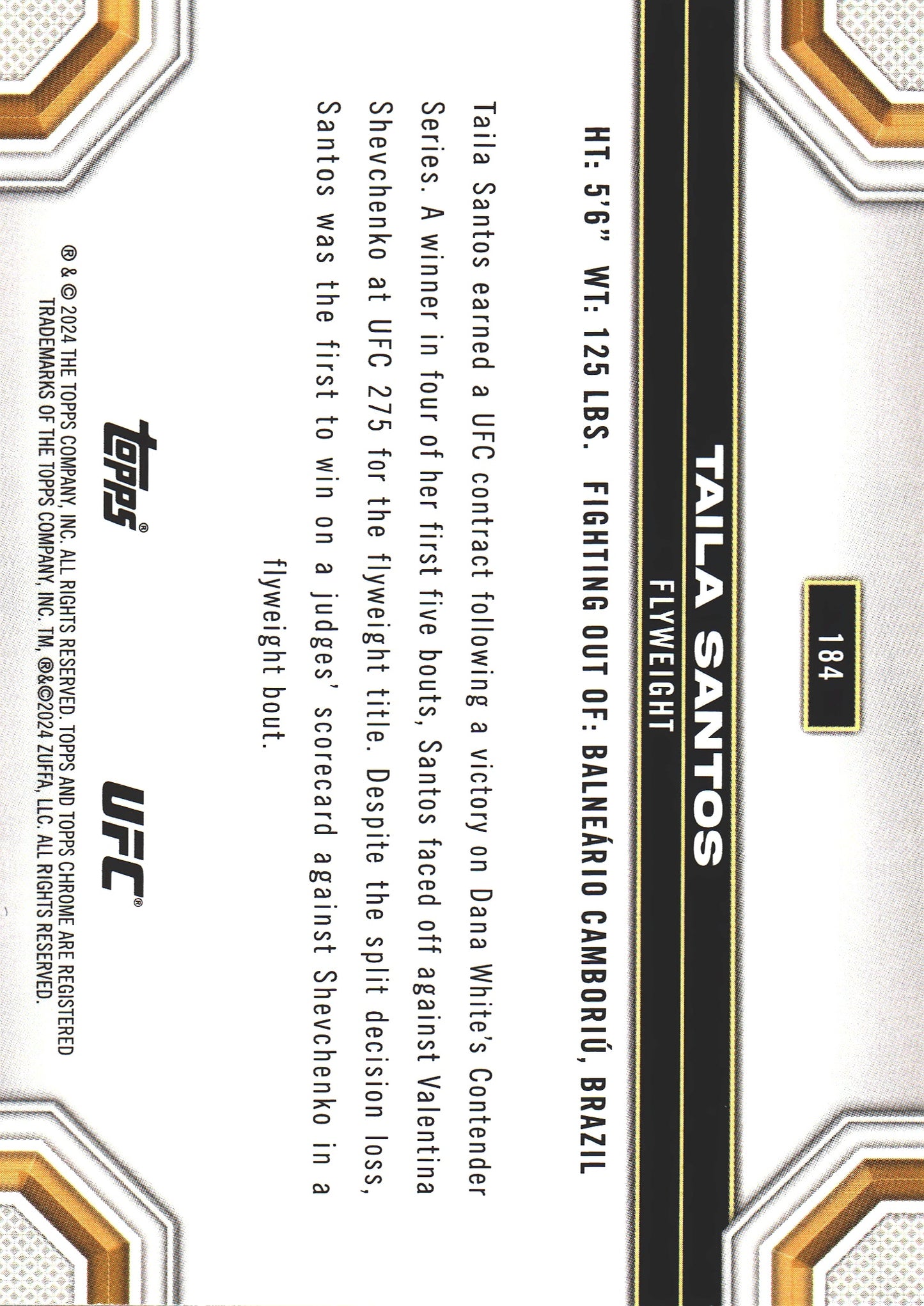 2024 Topps Chrome UFC X-Fractor Taila Santos #184