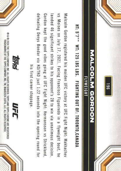 2024 Topps Chrome UFC X-Fractor Malcolm Gordon #196