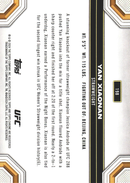 2024 Topps Chrome UFC X-Fractor Yan Xiaonan #198