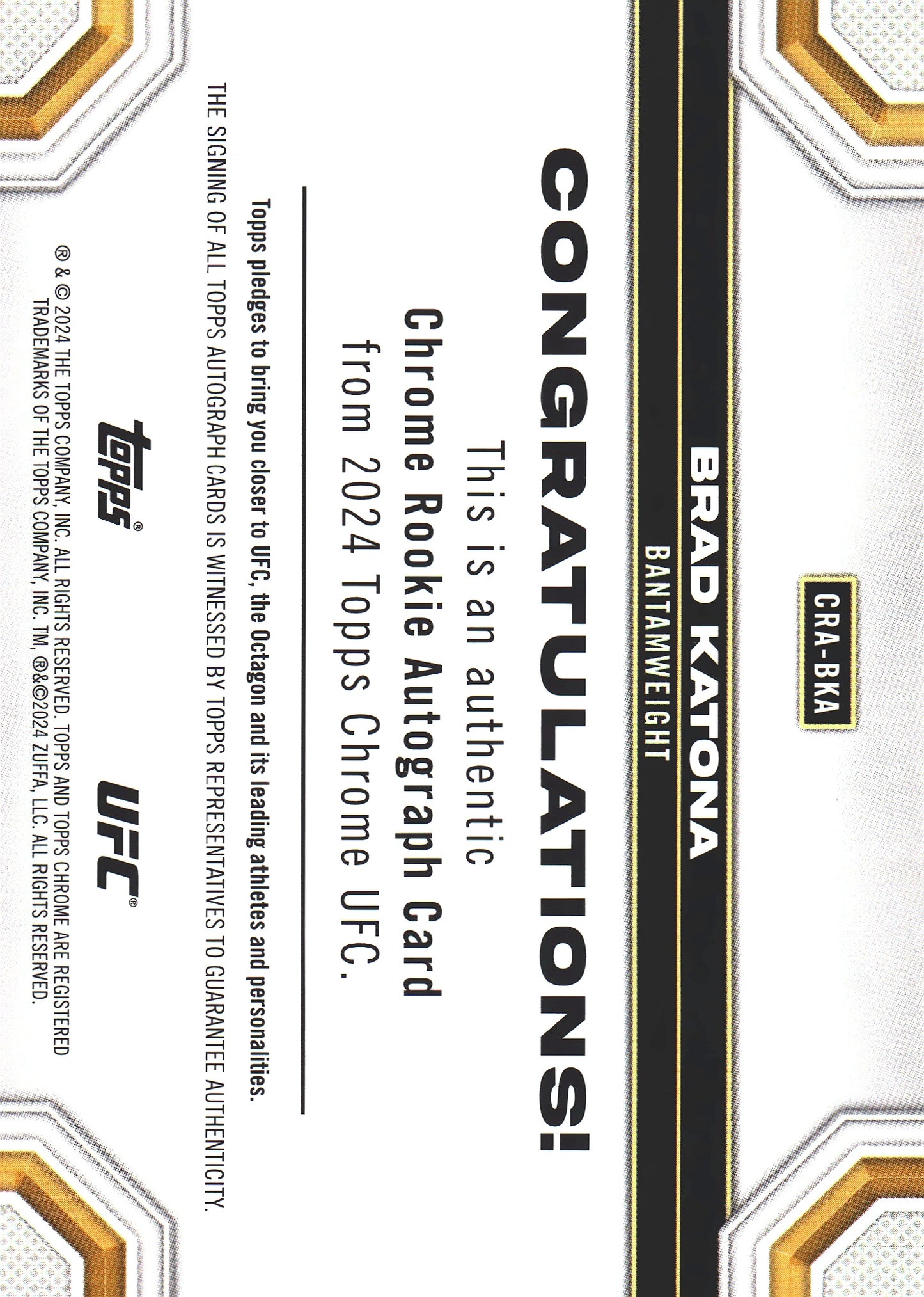 2024 Topps Chrome UFC RC Autograph Brad Katona #CRA-BKA