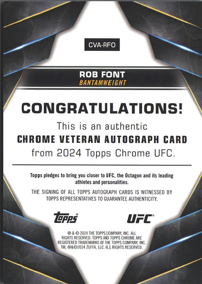 2024 Topps Chrome UFC Veteran Autograph Rob Font #CVA-RFO