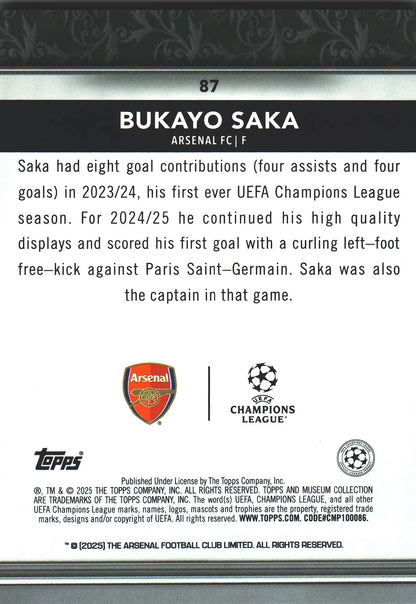 2024 Topps Museum UCC Bukayo Saka #87 Arsenal FC