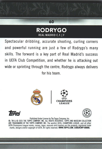 2024 Topps Museum UCC Rodrygo Sapphire /75 #60 Real Madrid CF