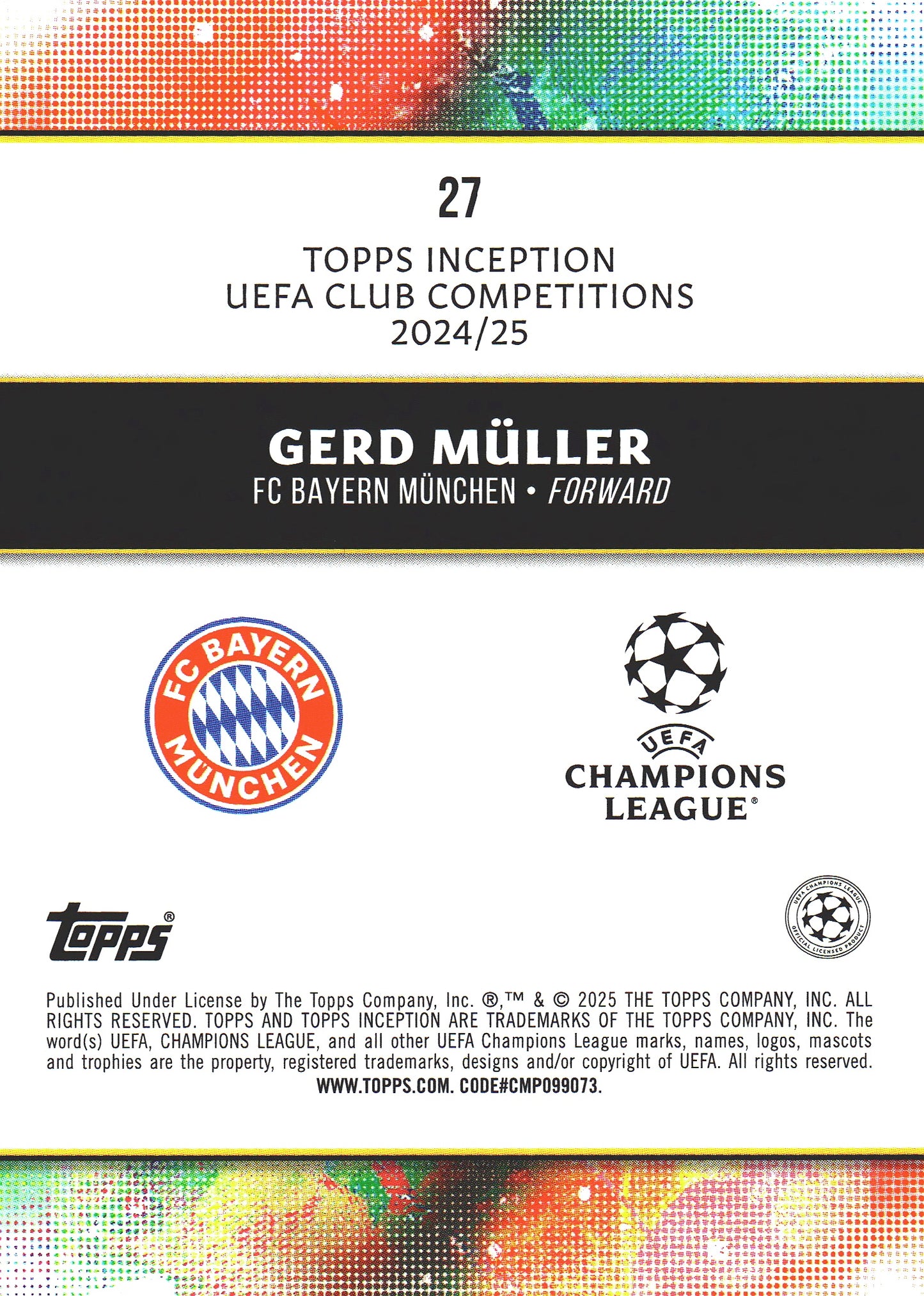 2024 Topps Inception Gerd Muller #27 Bayern Munich