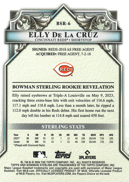 2024 Topps Bowman Sterling Elly De La Cruz RC #BSR-6 Cincinnati Reds