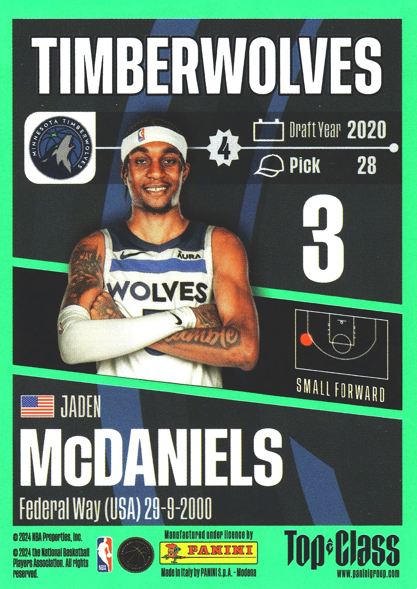 2023 Panini Top Class NBA Jaden McDaniels #101 Minnesota Timberwolves