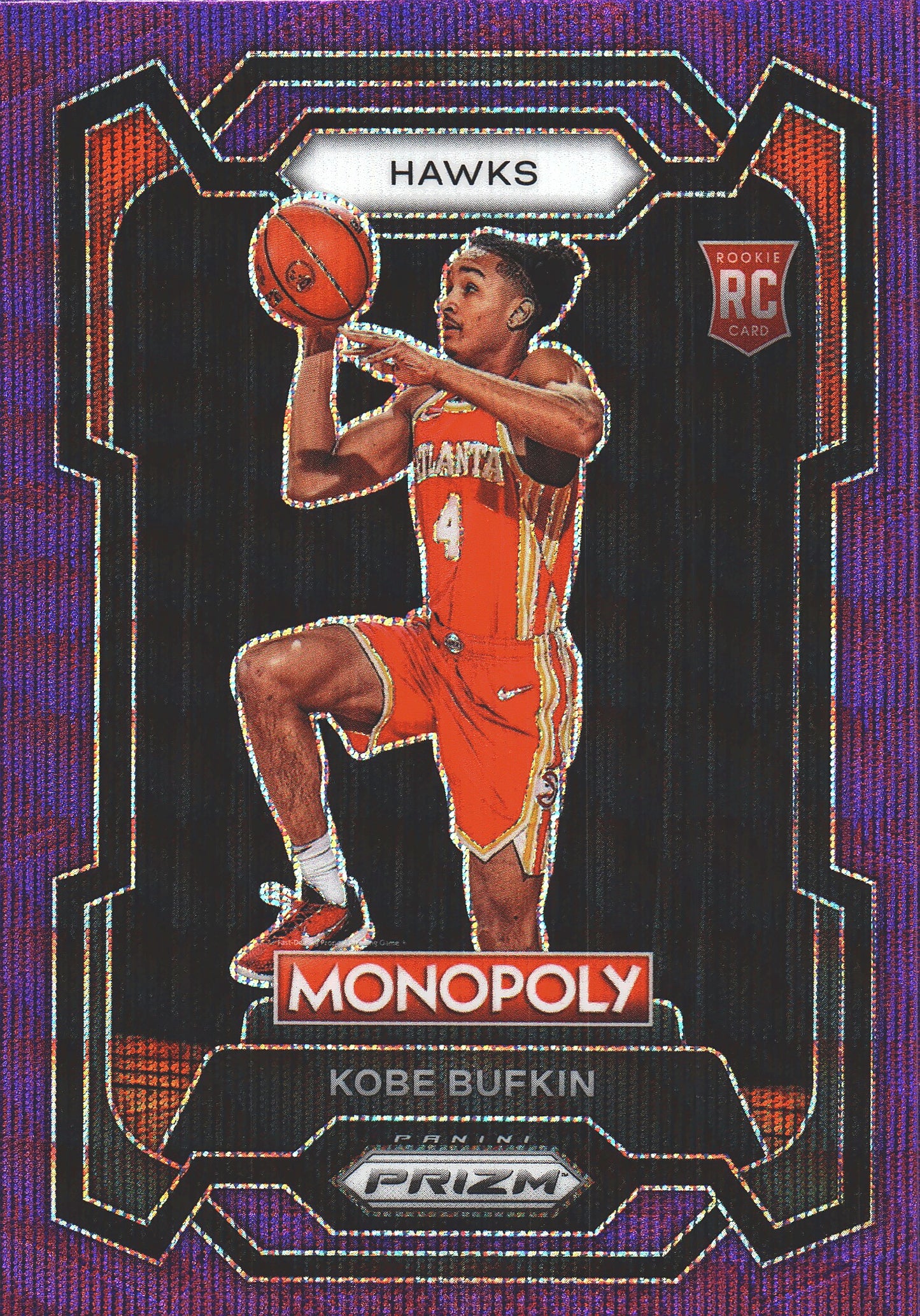 2023 Panini Prizm Monopoly Kobe Bufkin RC Purple Shimmer #6 Atlanta Hawks