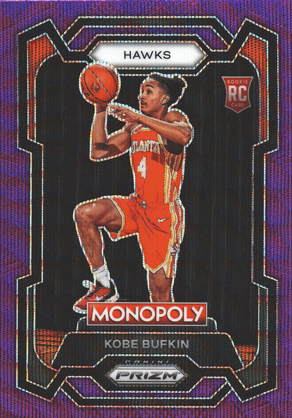 2023 Panini Prizm Monopoly Kobe Bufkin RC Purple Shimmer #6 Atlanta Hawks