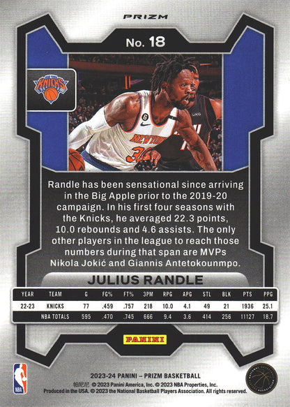 2023 Panini Prizm Julius Randle Silver #18 New York Knicks