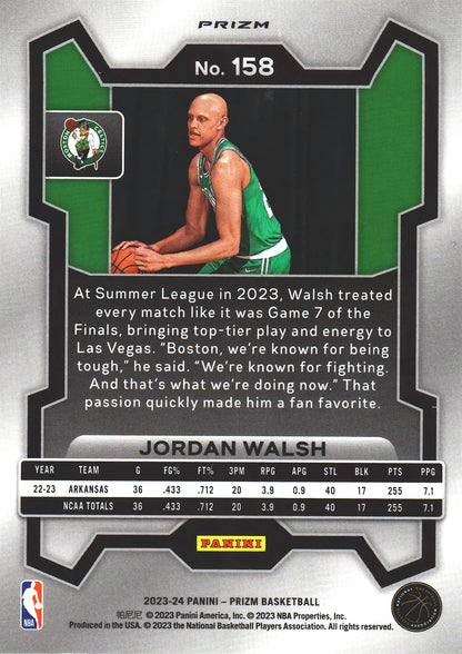 2023 Panini Prizm Jordan Walsh RC Silver #158 Boston Celtics