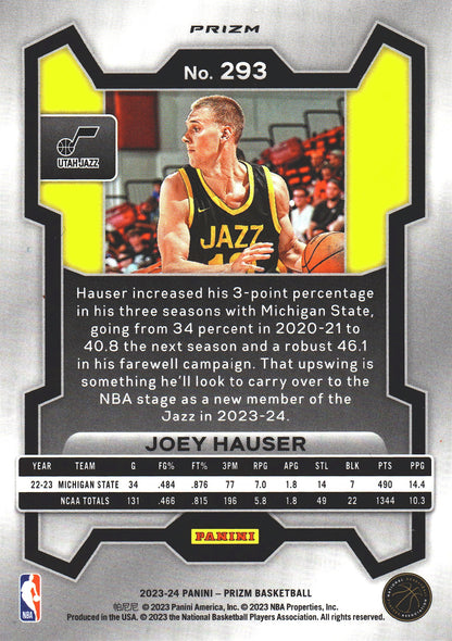 2023 Panini Prizm Joey Hauser RC Green Silver #293 Utah Jazz