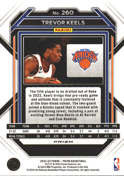 2022 Panini Prizm Trevor Keels RC Green #260 New York Knicks