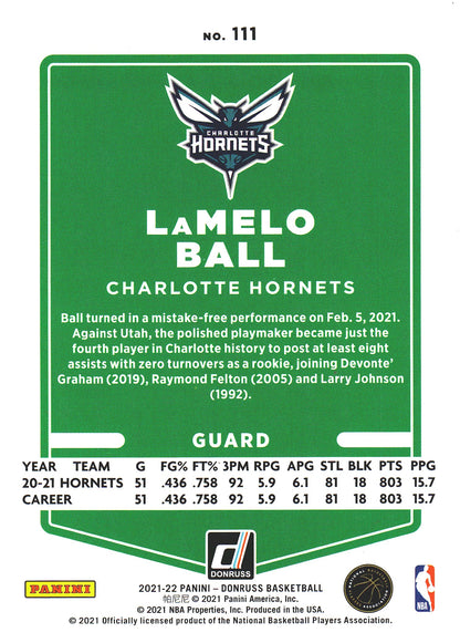 2021 Panini Donruss LaMelo Ball #11 Charlotte Hornets