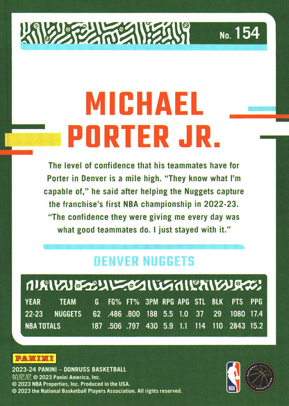 2023 Panini Donruss Michael Porter Jr. #154 Denver Nuggets