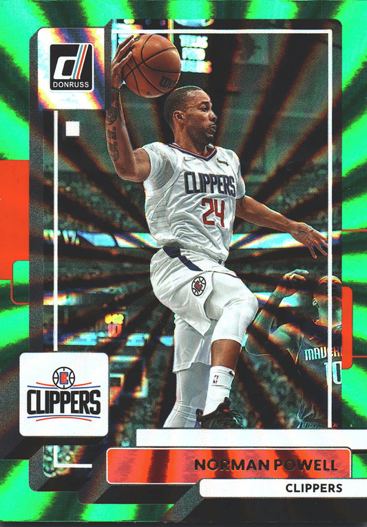 2022 Panini Donruss Norman Powell Green Laser #124 Los Angeles Clippers