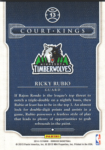 2014 Panini Donruss Court Kings Ricky Rubio #13 Minnesota Timberwolves
