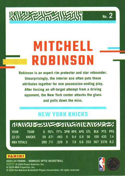 2023 Panini Donruss Optic Mitchell Robinson #2 New York Knicks