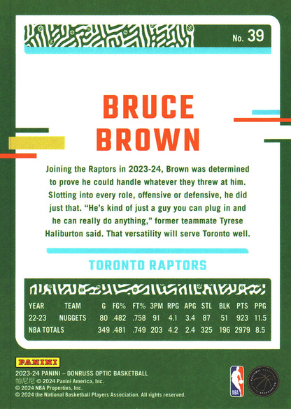 2023 Panini Donruss Optic Bruce Brown #39 Toronto Raptors