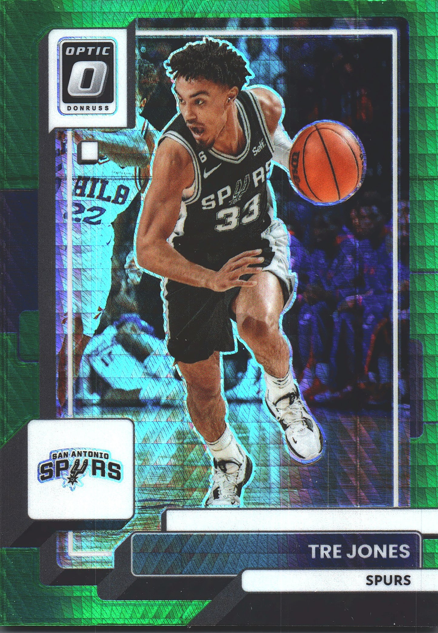 2022 Donruss Optic Tre Jones Green Hyper #199 San Antonio Spurs