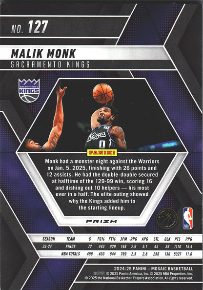 2024 Panini Mosaic Malik Monk Hyper #127 Sacramento Kings