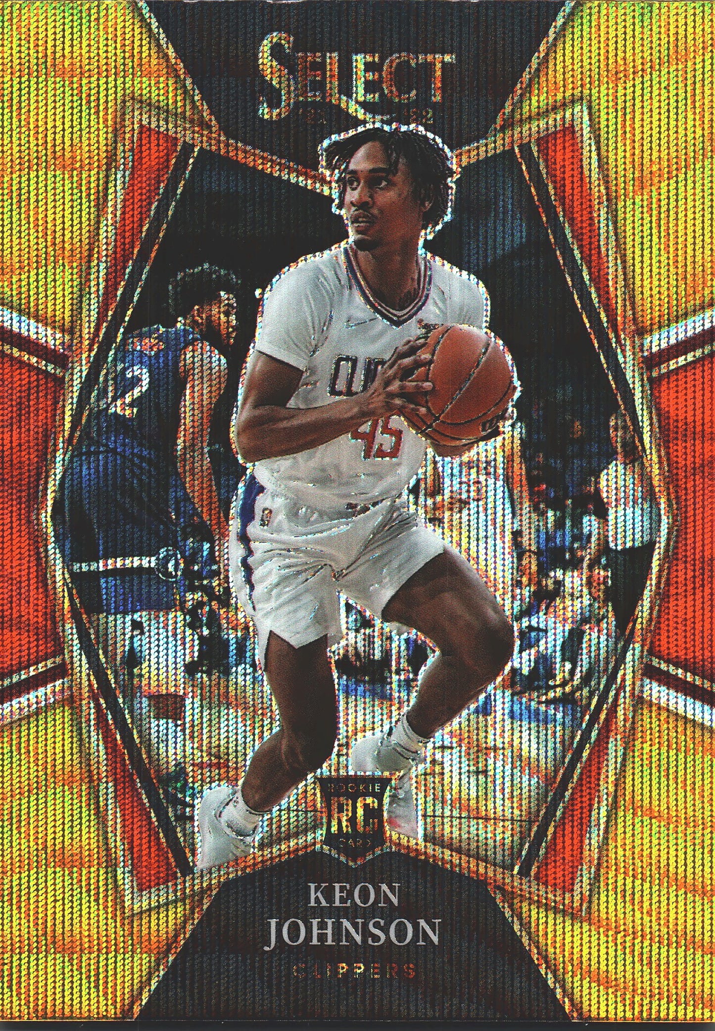 2021 Panini Select Keon Johnson RC Gold Wave #115 Los Angeles Clippers
