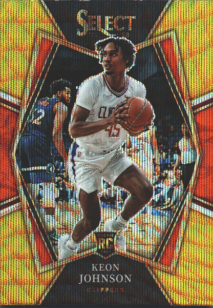 2021 Panini Select Keon Johnson RC Gold Wave #115 Los Angeles Clippers