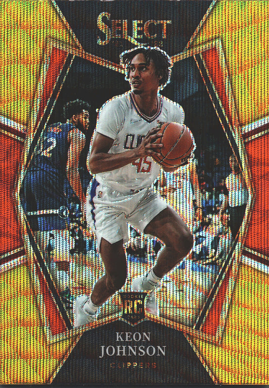 2021 Panini Select Keon Johnson RC Gold Wave #115 Los Angeles Clippers