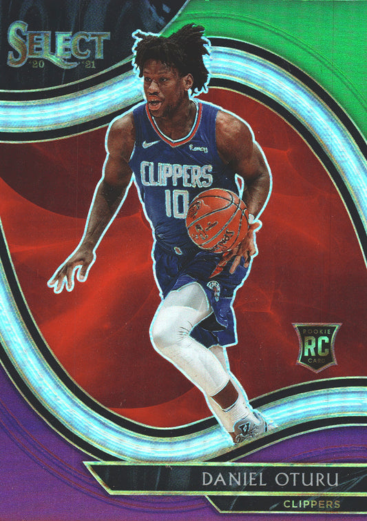 2021 Panini Select Daniel Oturu RC Purple and Green #268 Los Angeles Clippers