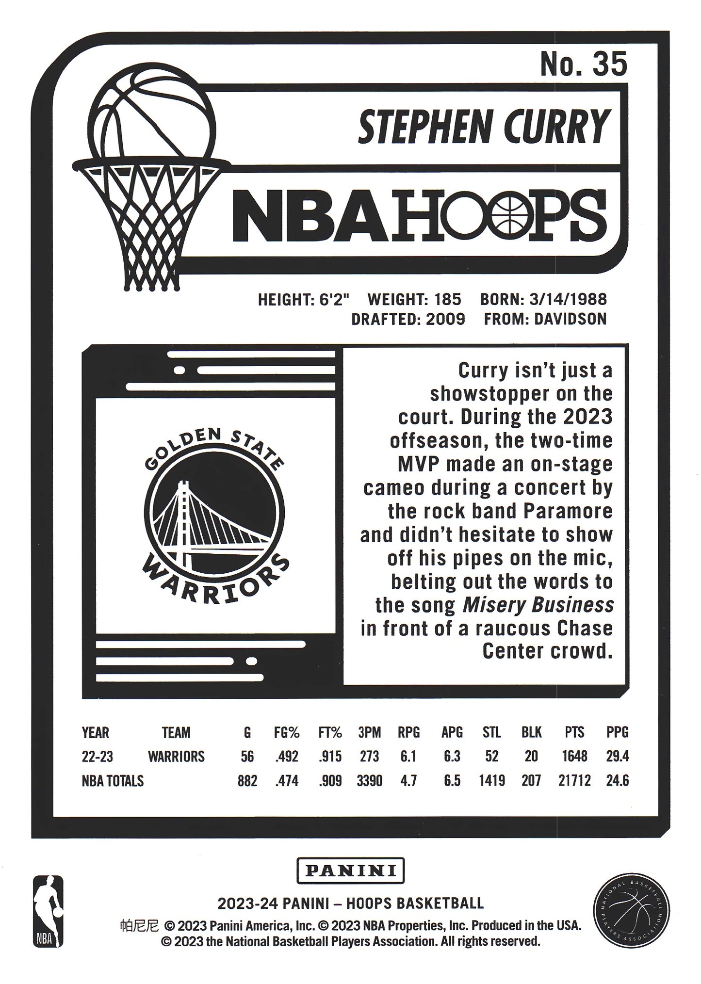 2023 Panini Hoops Winter Stephen Curry #35 Golden State Warriors