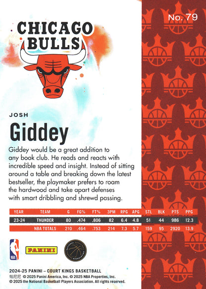 2024 Panini Court Kings Josh Giddey #79 Chicago Bulls