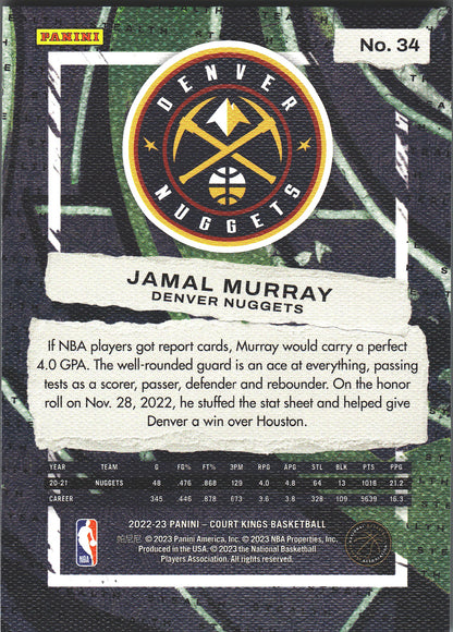 2022 Panini Court Kings Jamal Murray #34 Denver Nuggets