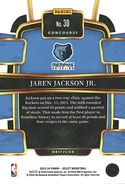 2023 Panini Select Jaren Jackson Jr. #30 Memphis Grizzlies