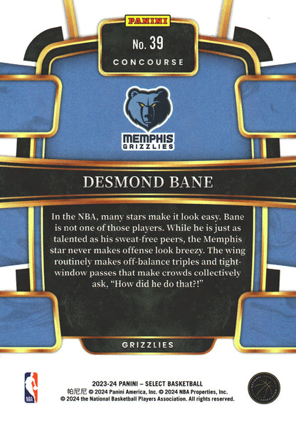 2023 Panini Select Desmond Bane #39 Memphis Grizzlies