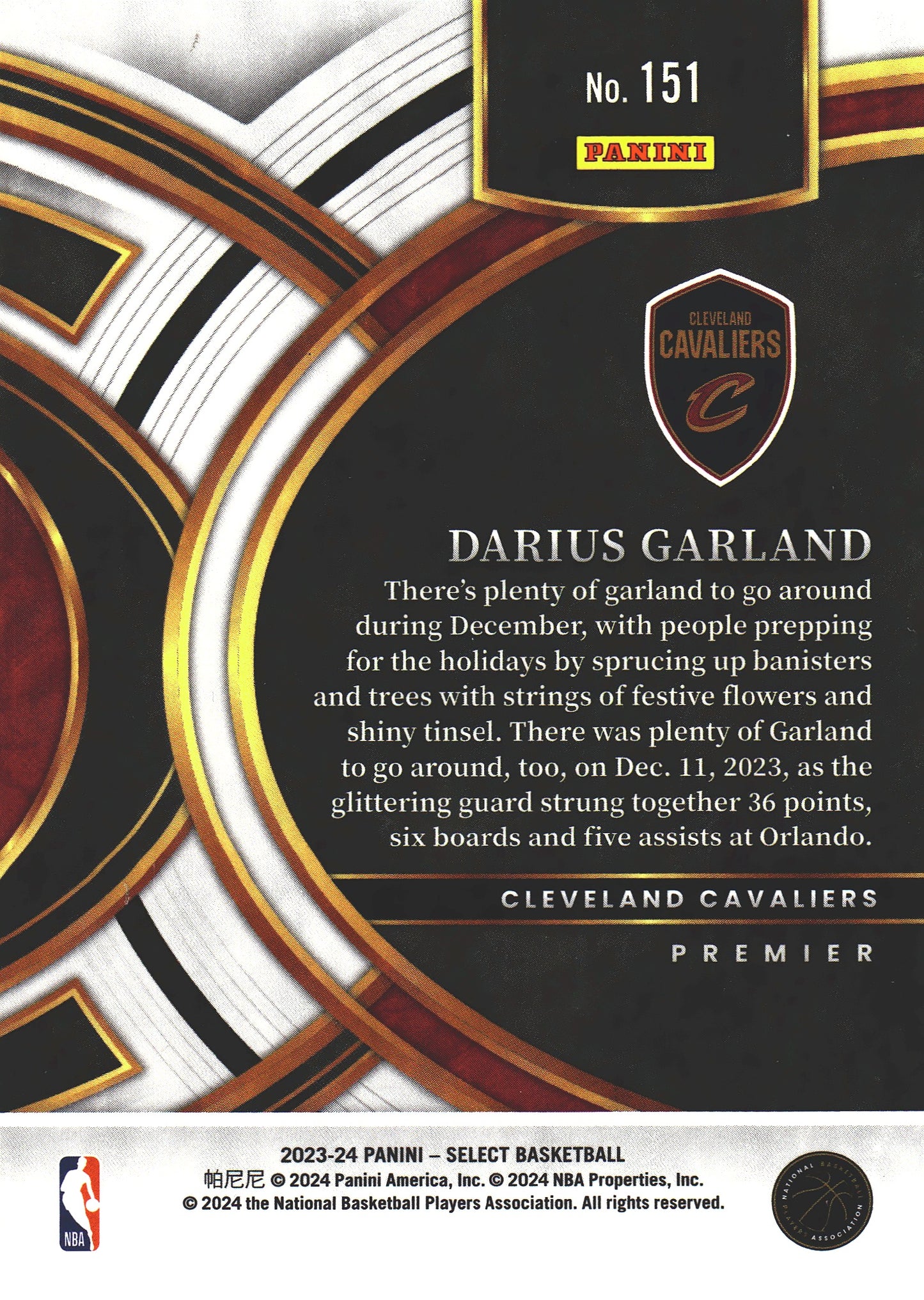 2023 Panini Select Darius Garland #151 Cleveland Cavaliers