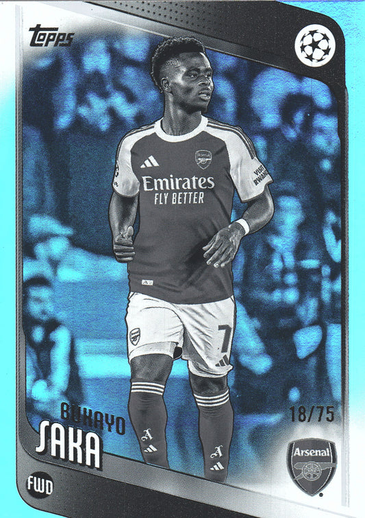 2025 Topps UCC Black and white foil /75 Bukayo Saka #12 Arsenal