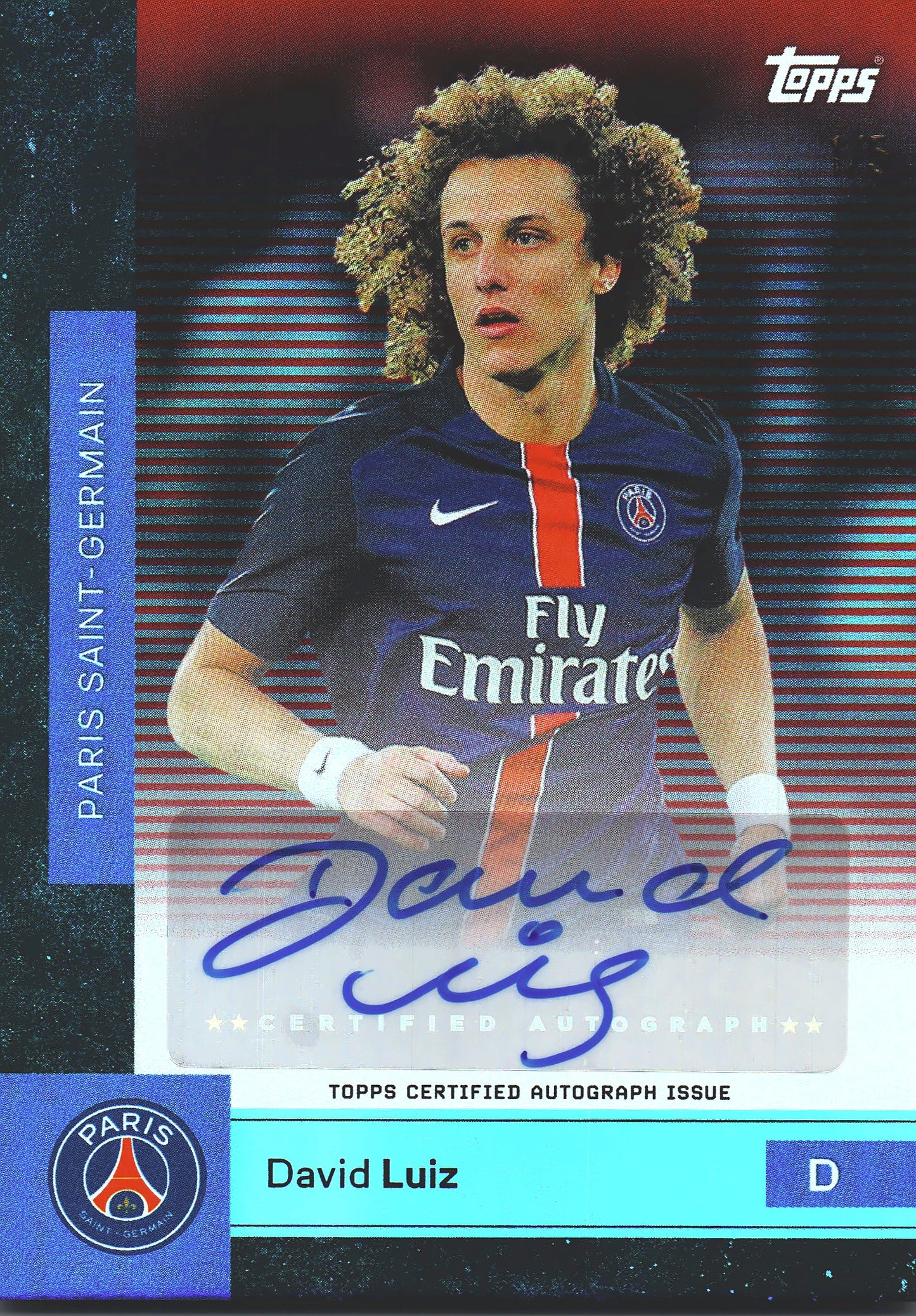 2025 Topps PSG Team red alpha /5 Auto David Luiz #BA-DL PSG