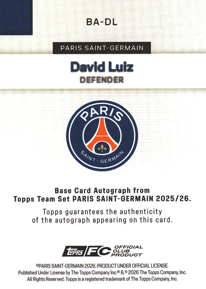 2025 Topps PSG Team red alpha /5 Auto David Luiz #BA-DL PSG