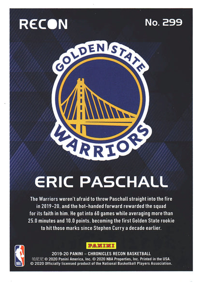 2019 Panini Chronicles Recon Eric Paschall RC #299 Warriors