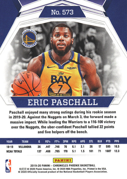 2019 Panini Chronicles Phoenix Eric Paschall RC #573 Warriors