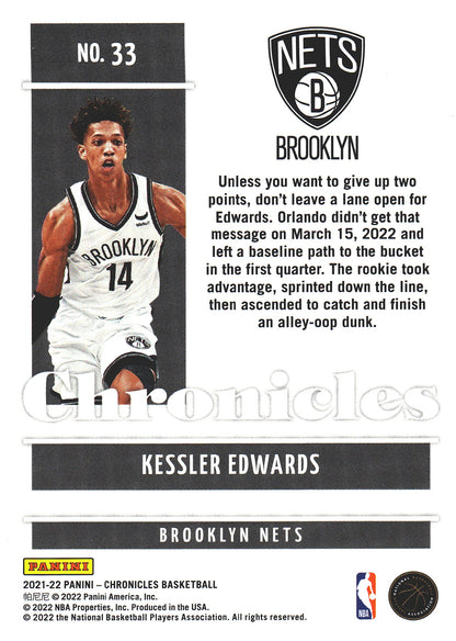 2021 Panini Chronicles Kessler Edwards RC #33 Nets