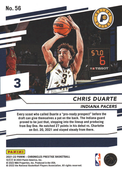 2021 Panini Chronicles Prestige Chris Duarte RC #56 Pacers