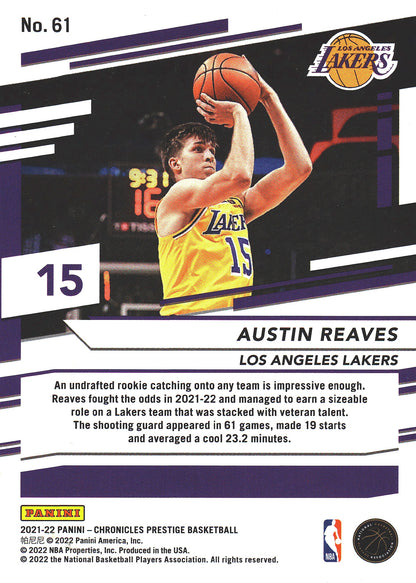 2021 Panini Chronicles Prestige Austin Reaves RC #61 Lakers