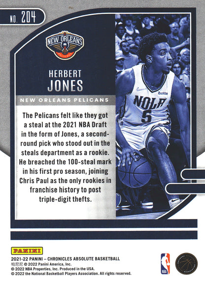 2021 Panini Chronicles Absolute RC Herbert Jones #204 Pelicans