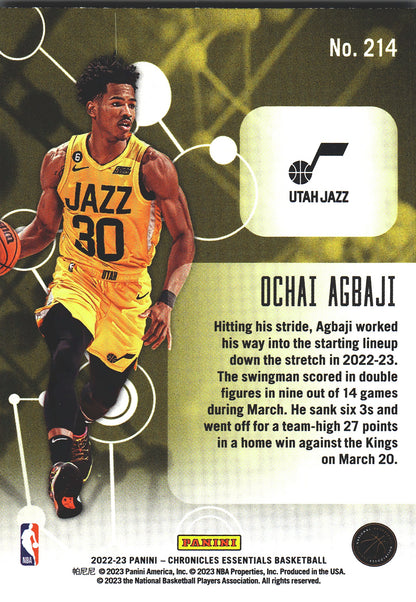 2022 Panini Chronicles Essentials RC Ochai Agbaji #214 Jazz